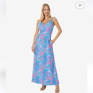 NWT Lilly Pulitzer Blake Maxi Cumulus Blue Orchid Oasis Dress Size 10